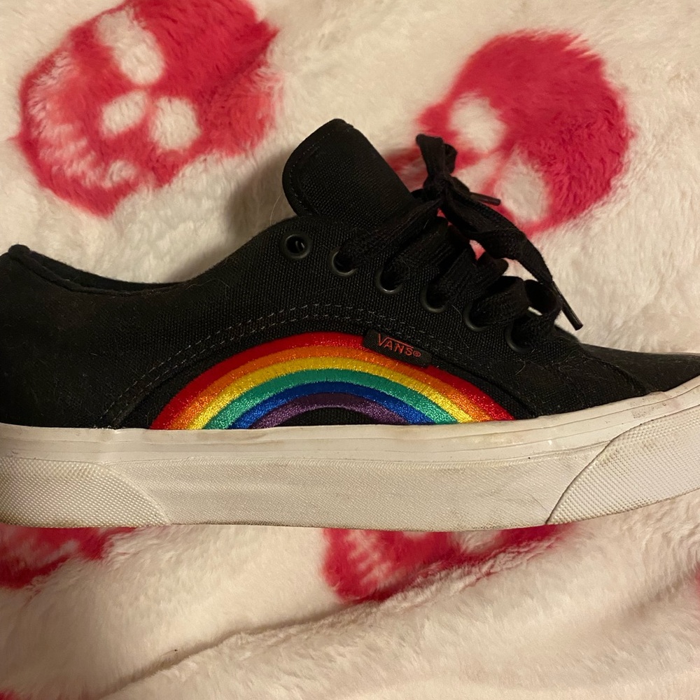 Vans women’s Black Sneakers with Rainbow Design